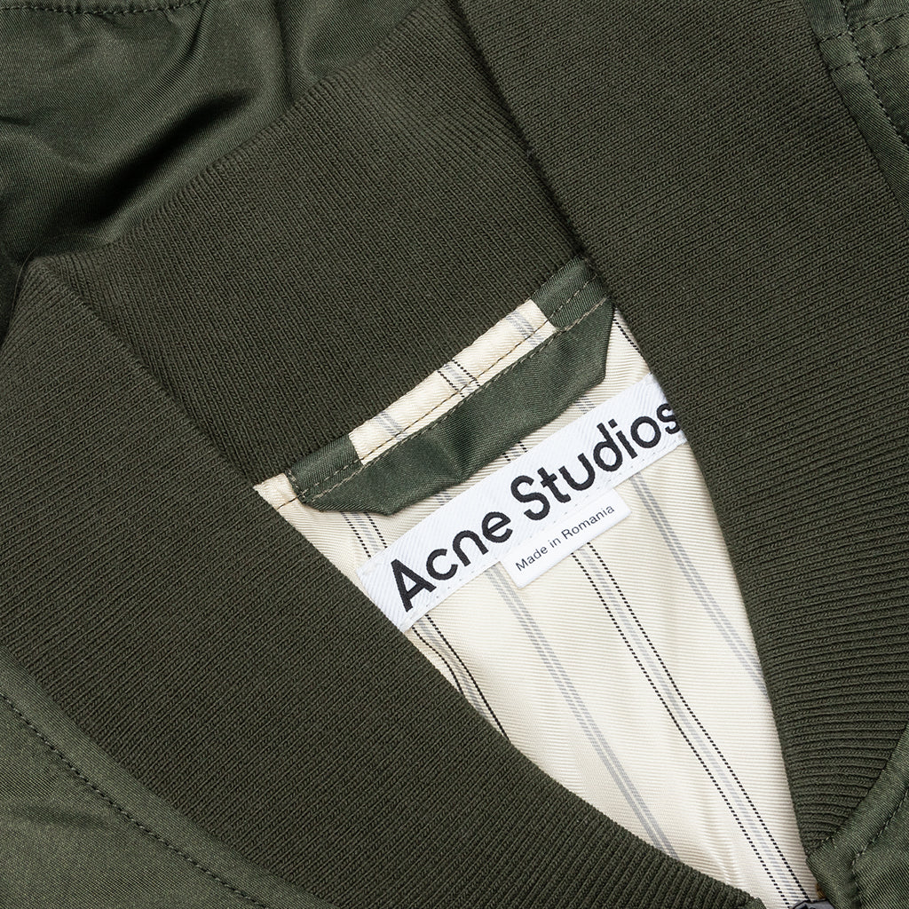 Satin Bomber Jacket - Olive Green