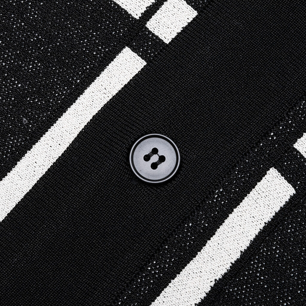 Awake Windowpane Short Sleeve Cardigan - Black/White