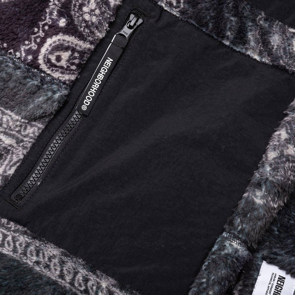 Bandana Pattern Fleece Pants - Black