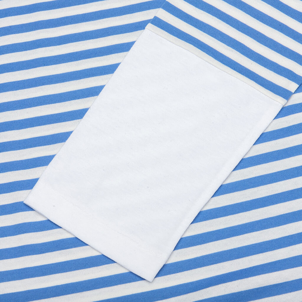 Women's Striped White Sleeve L/S T-Shirt - Blue
