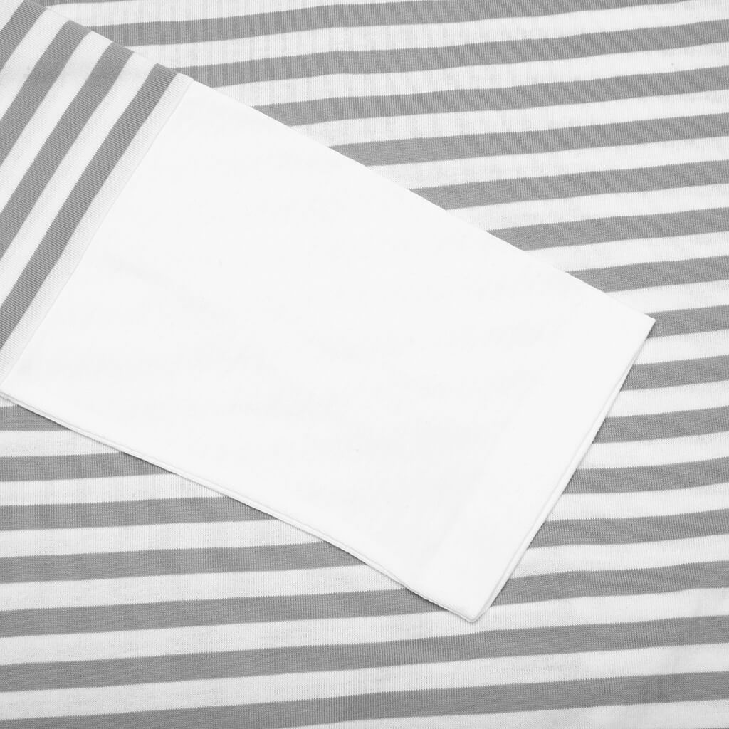 Women's Striped White Sleeve L/S T-Shirt - Grey
