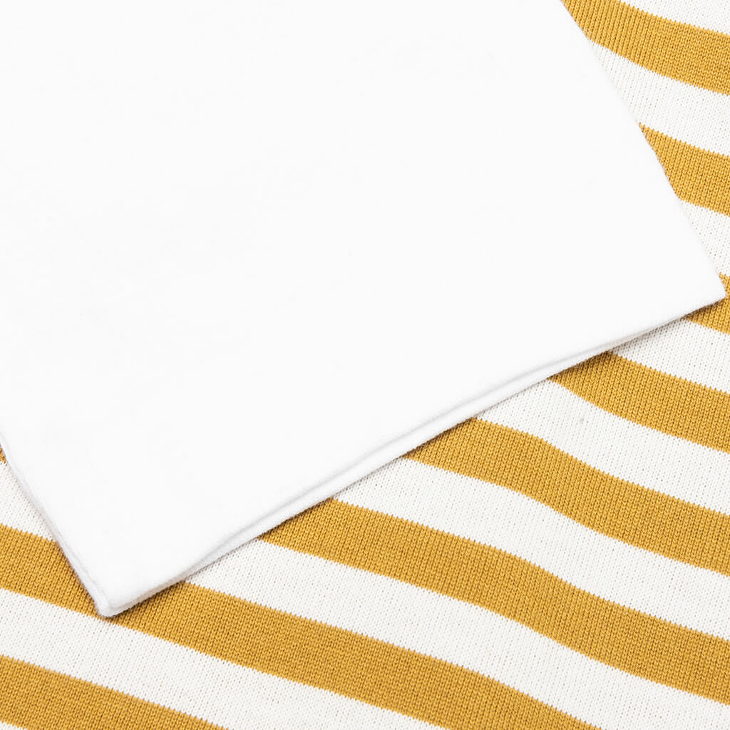 Women's Striped White Sleeve L/S T-Shirt - Mustard