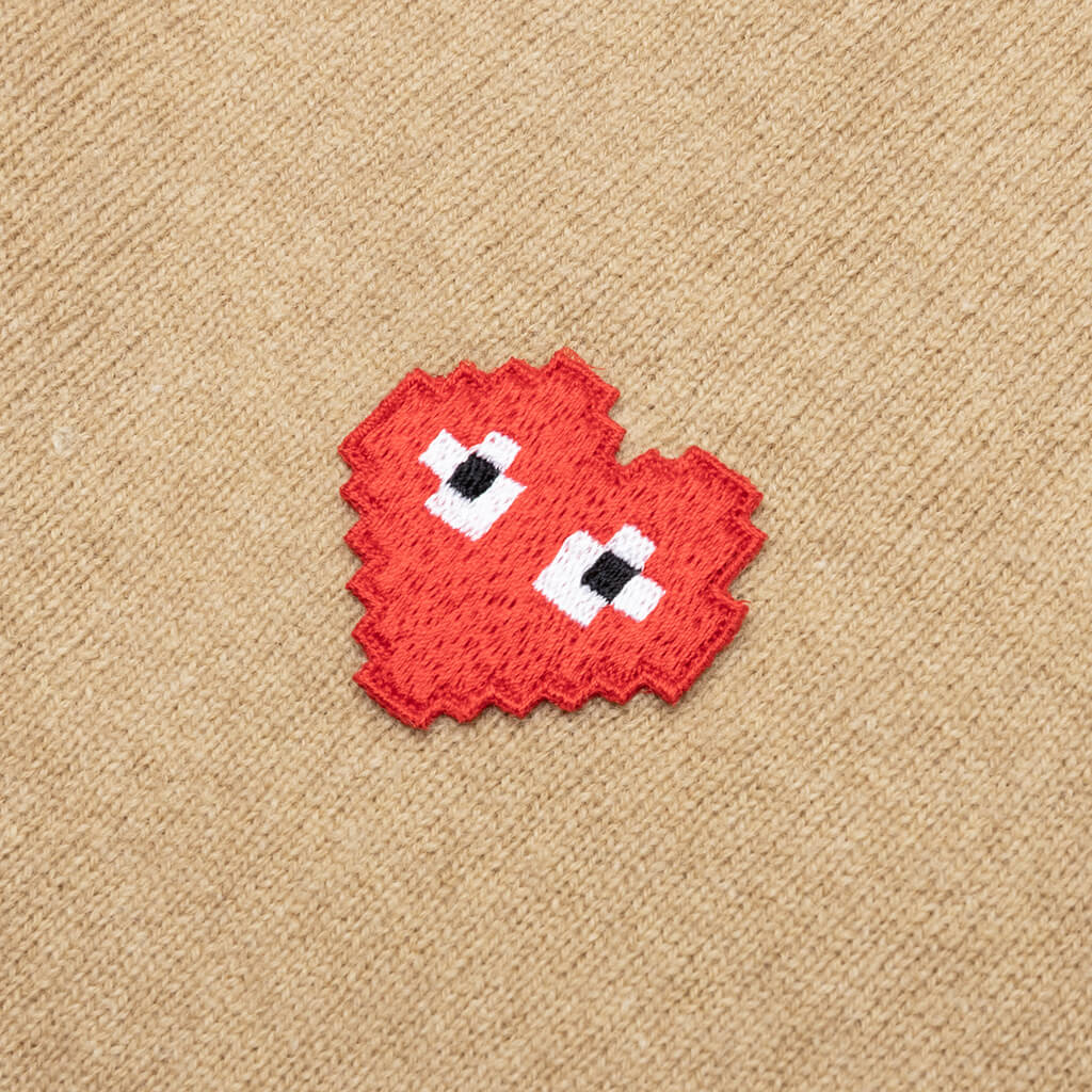 Comme des Garcons PLAY x the Artist Invader V-Neck Pullover - Camel