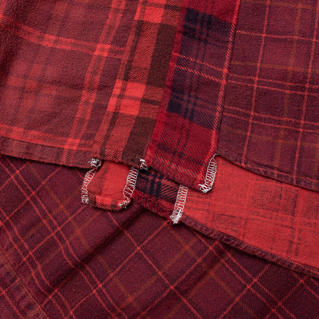 Flannel Shirt 7 Cuts Shirt Over Dye - Red