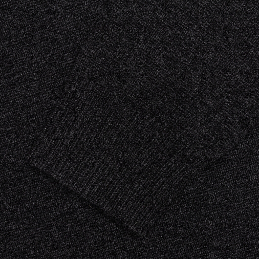 College Embroidery Crewneck Sweater - Black/Natural