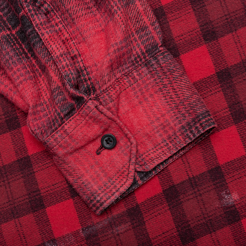 Over Dyed Ribbon Wide Shirt - Red