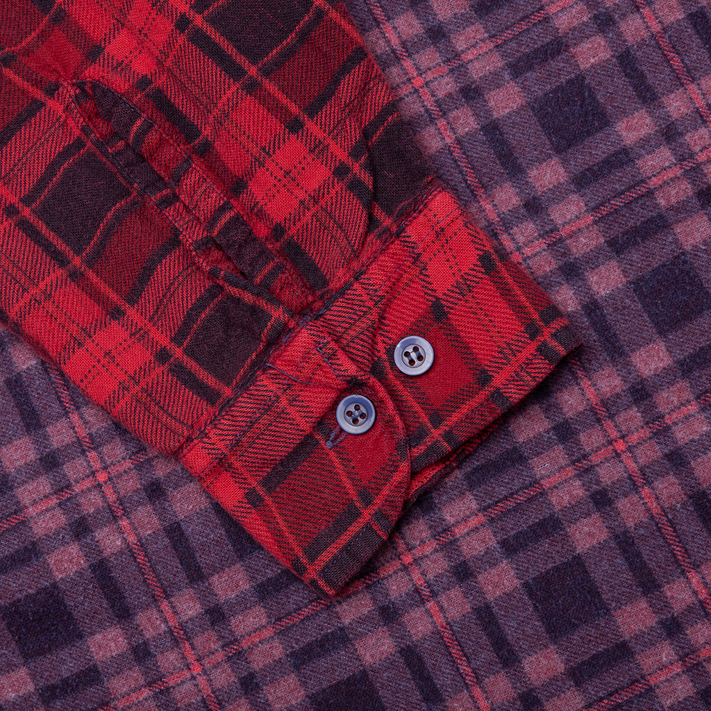 Over Dyed Ribbon Wide Shirt - Red