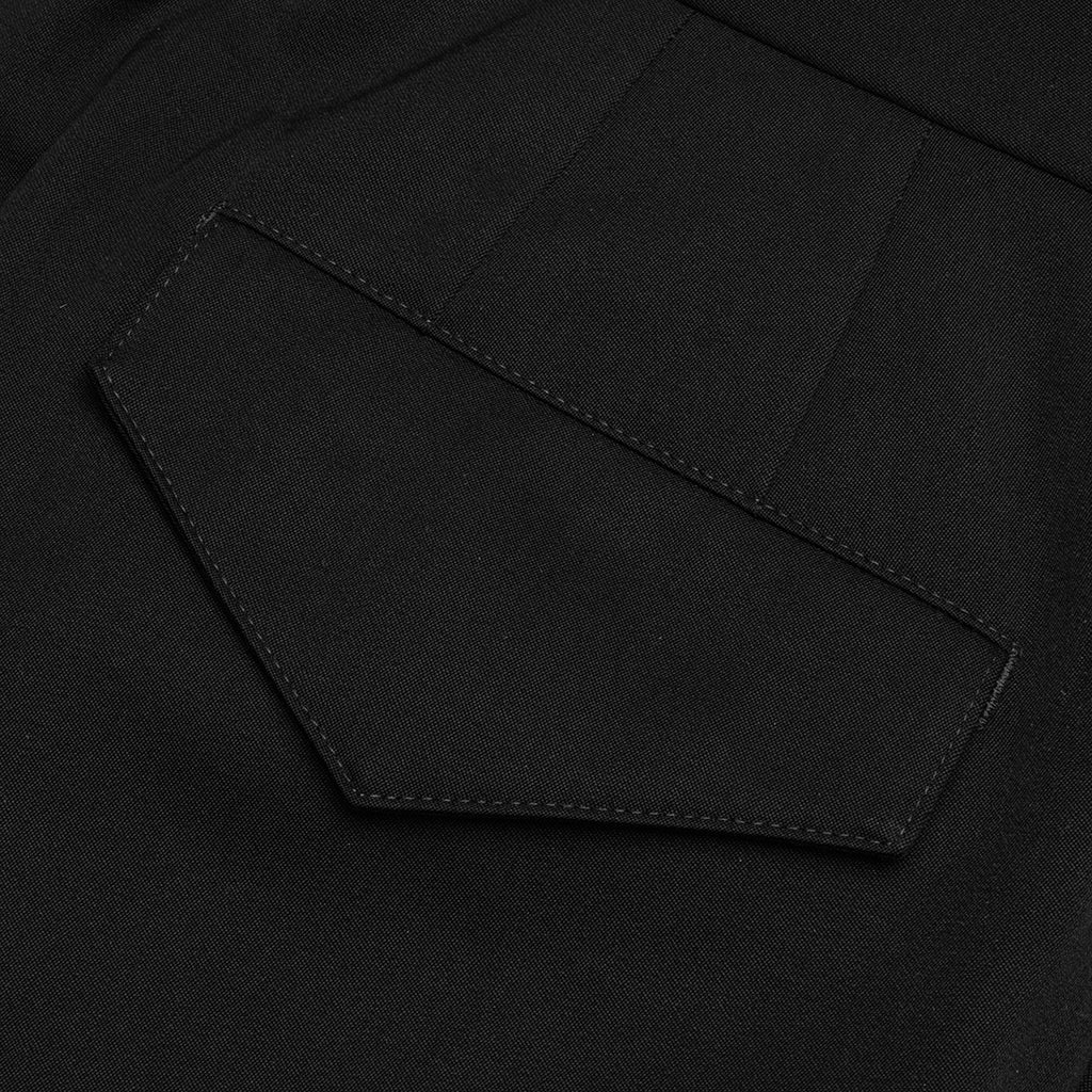 Wide Leg Gabardine Wool Trousers - Black