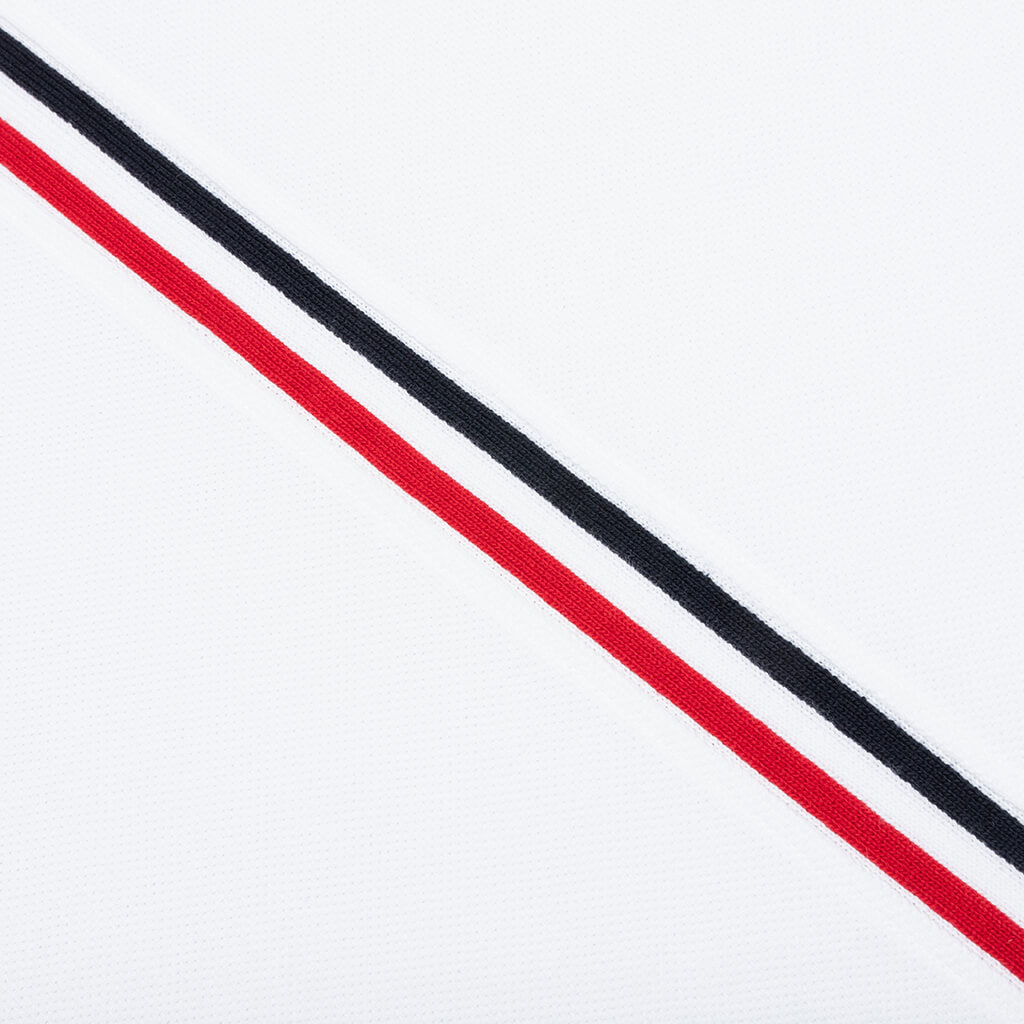 Center Back Stripe Pique Tee - White