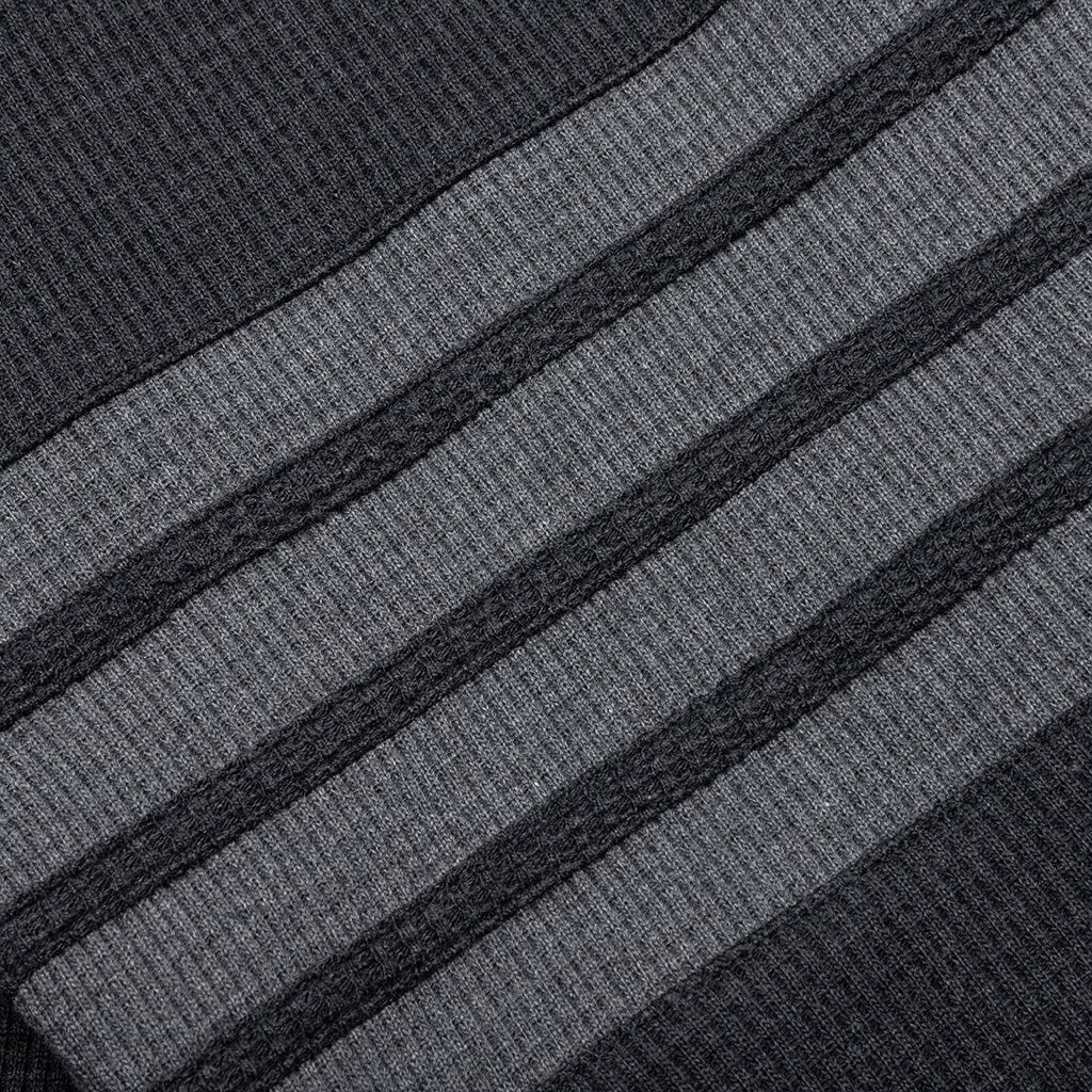 Waffle Raglan Sleeve 4-Bar Zip Hoodie - Charcoal