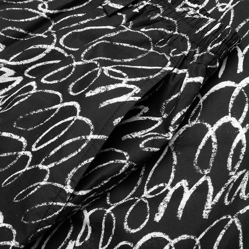 Scribbled Poplin Shorts - Black