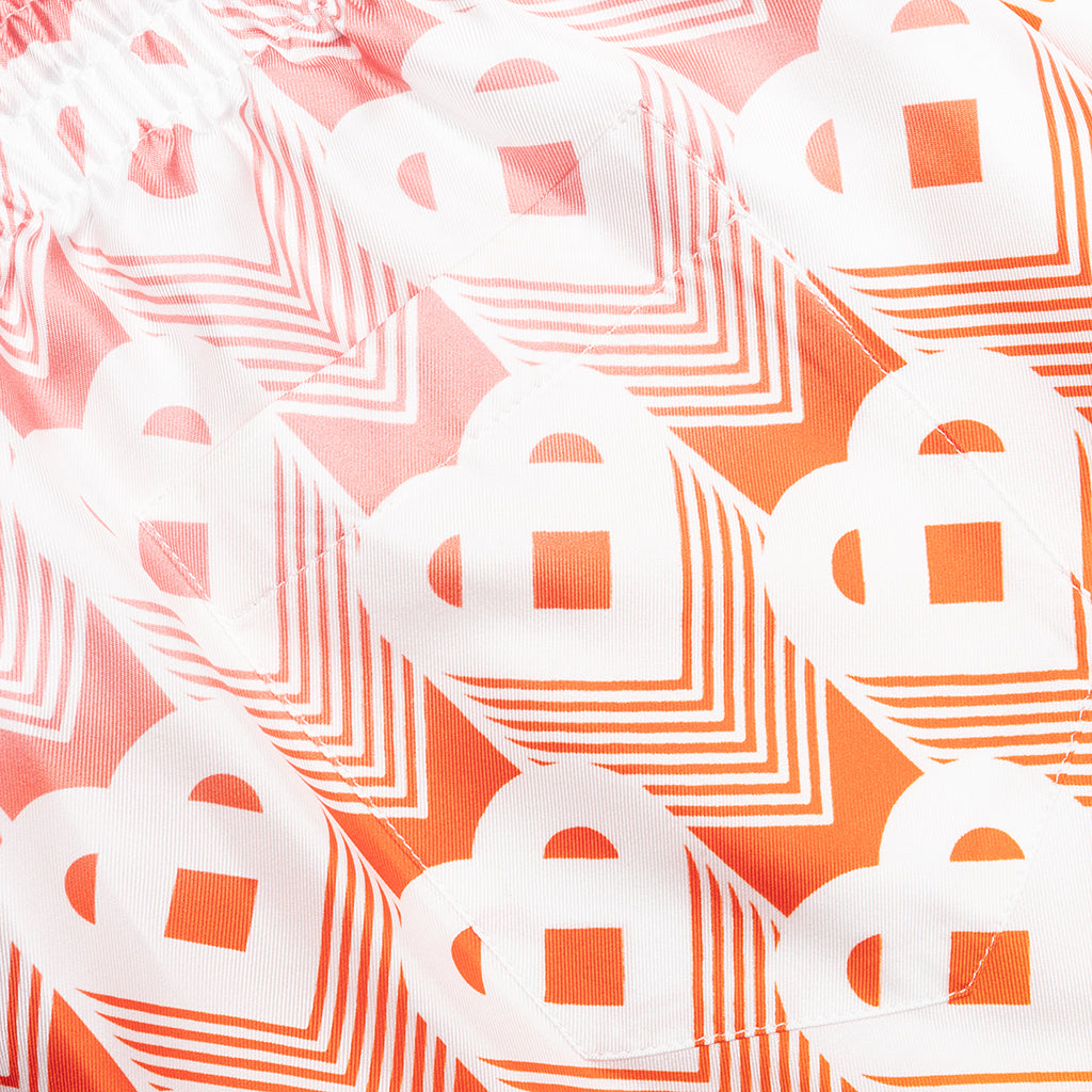 Unisex Silk Shorts With Drawstrings - Heart Monogram Gradient