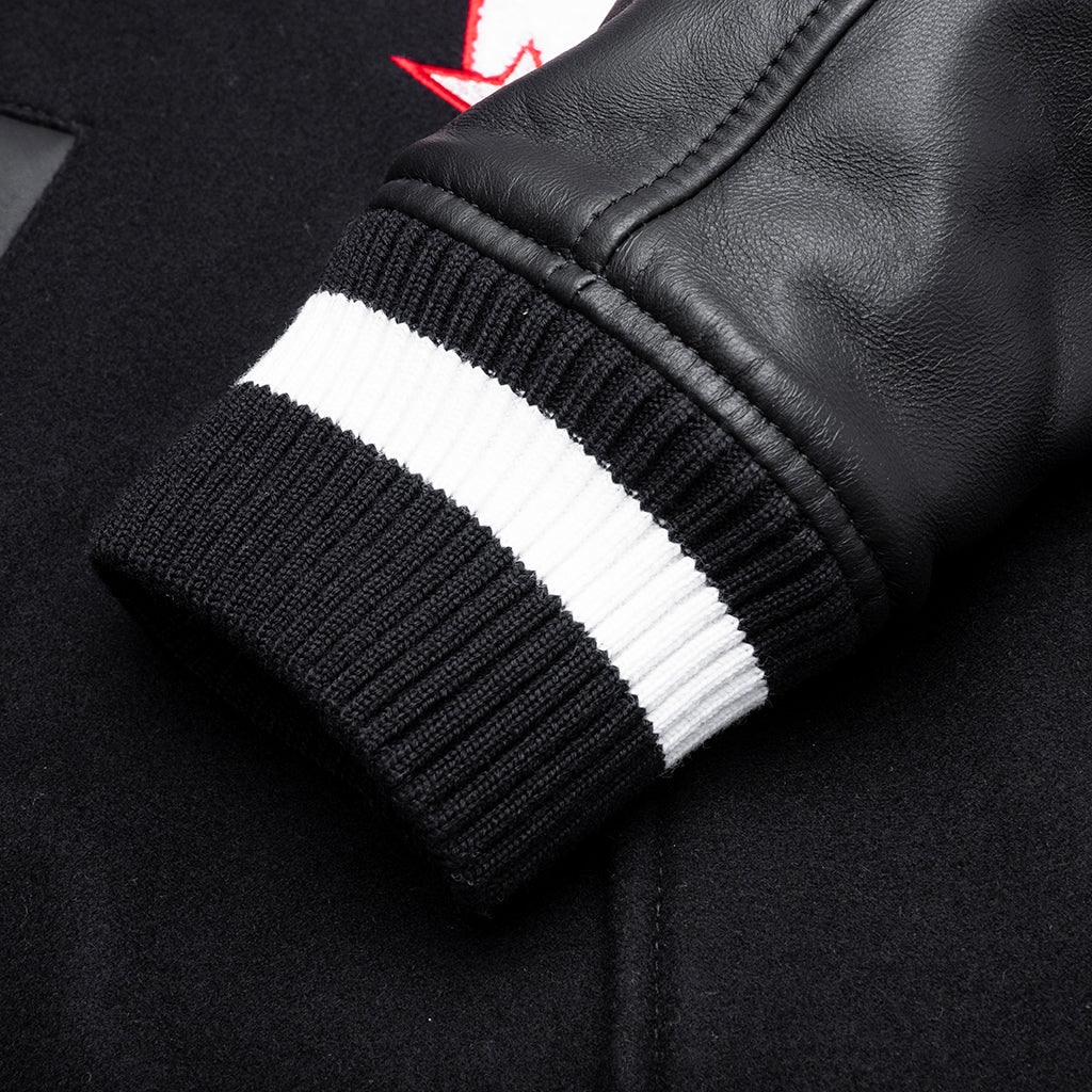 Wiz Dices Lea Wool Varsity Jacket - Black/White