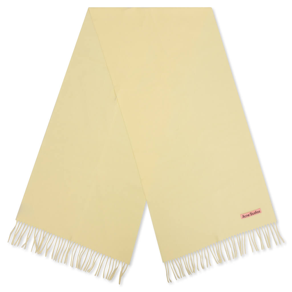 Narrow Wool Fringe Scarf - Vanilla Yellow
