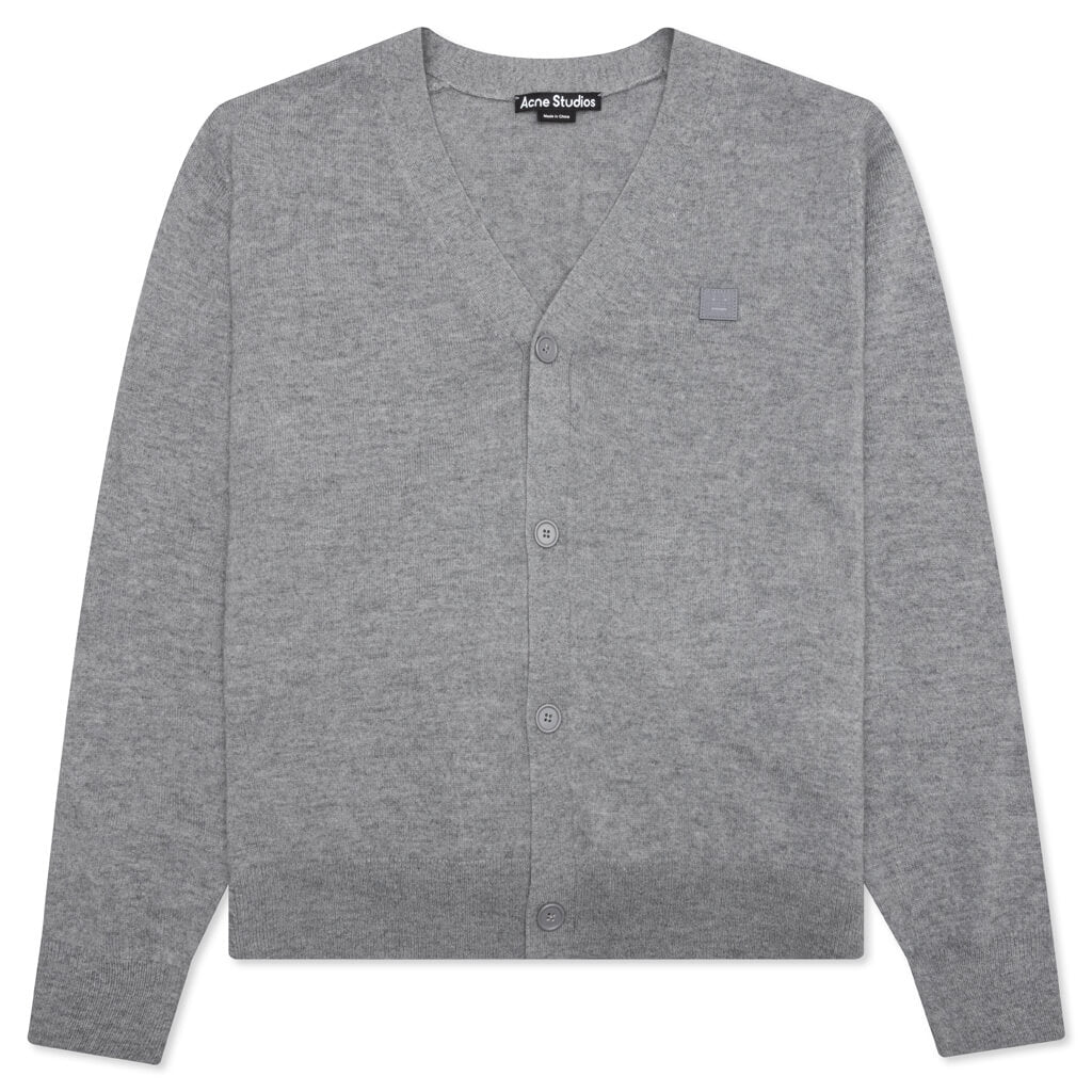 Wool Knit Cardigan - Grey Melange