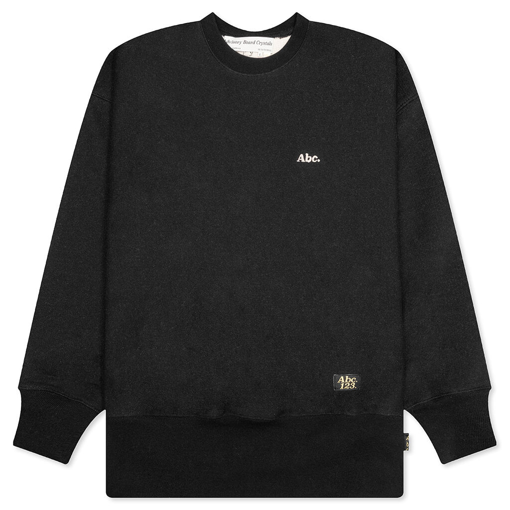 Fleece Crewneck with Waffle - Anthracite Black