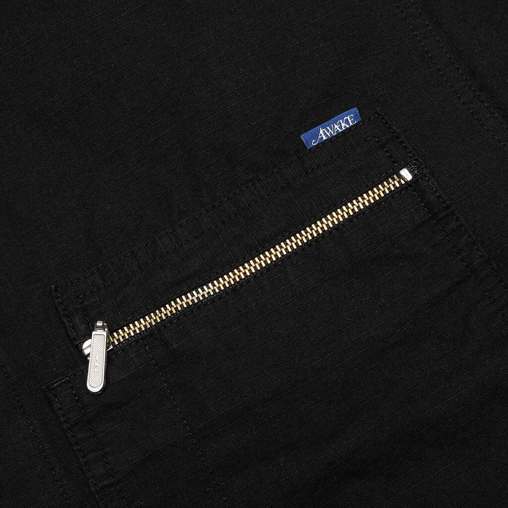 Awake Cargo Collared Military Jacket - Black