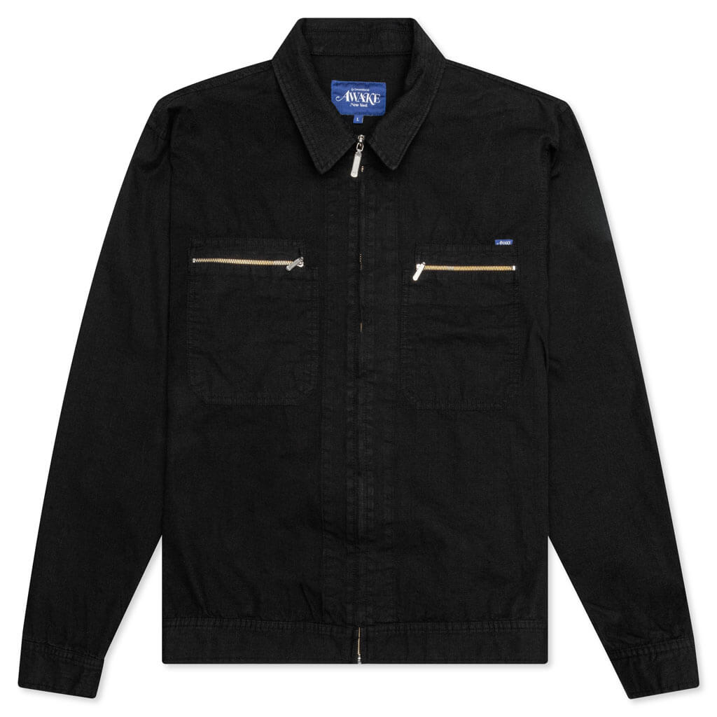 Awake Cargo Collared Military Jacket - Black