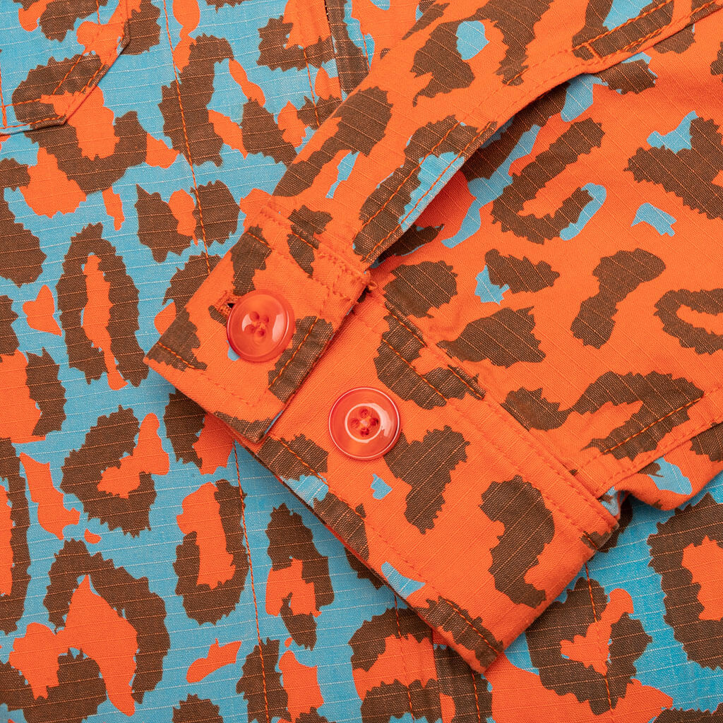 Awake Cargo Collared Military Jacket - Printed Leopard