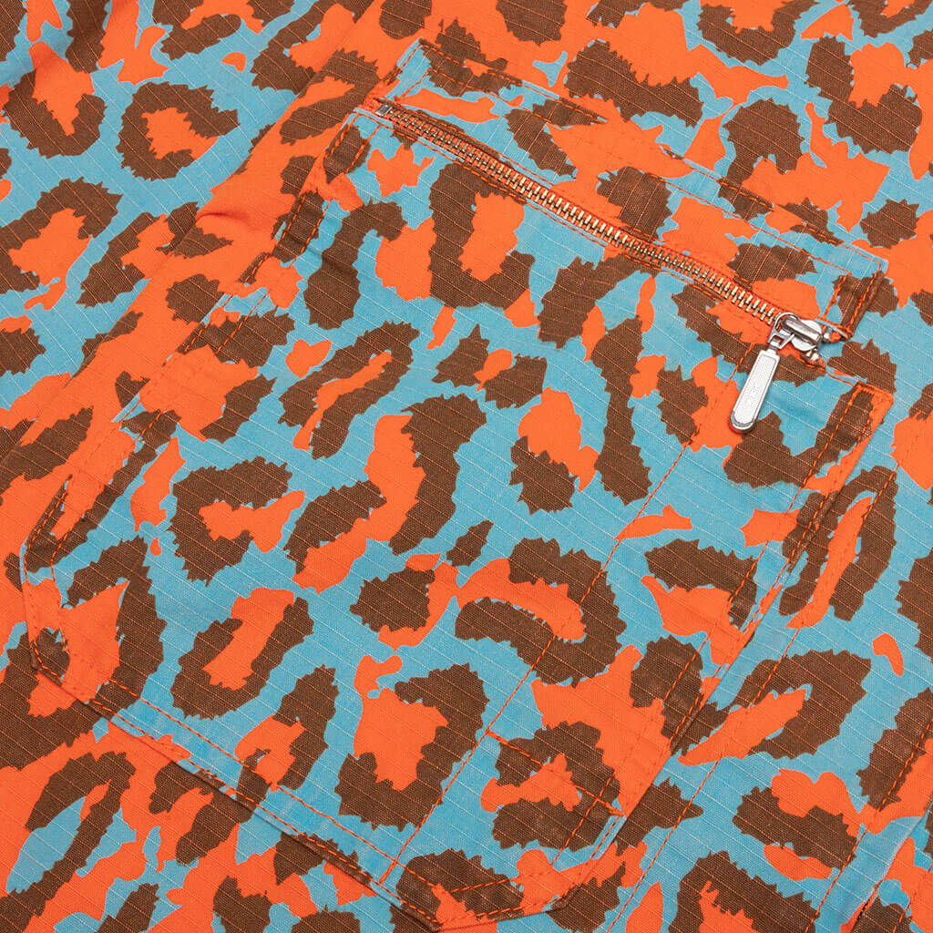 Awake Cargo Collared Military Jacket - Printed Leopard