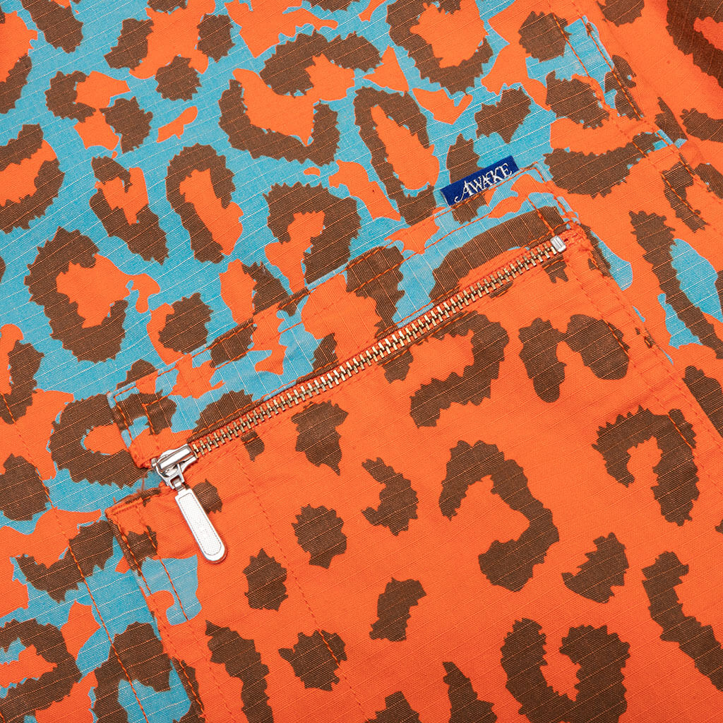 Awake Cargo Collared Military Jacket - Printed Leopard