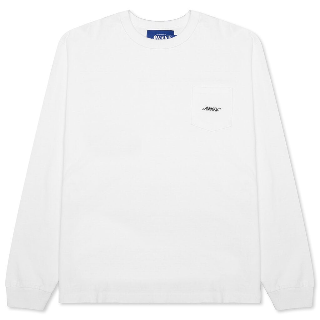 Awake Classic Logo Pocket L/S Tee - White