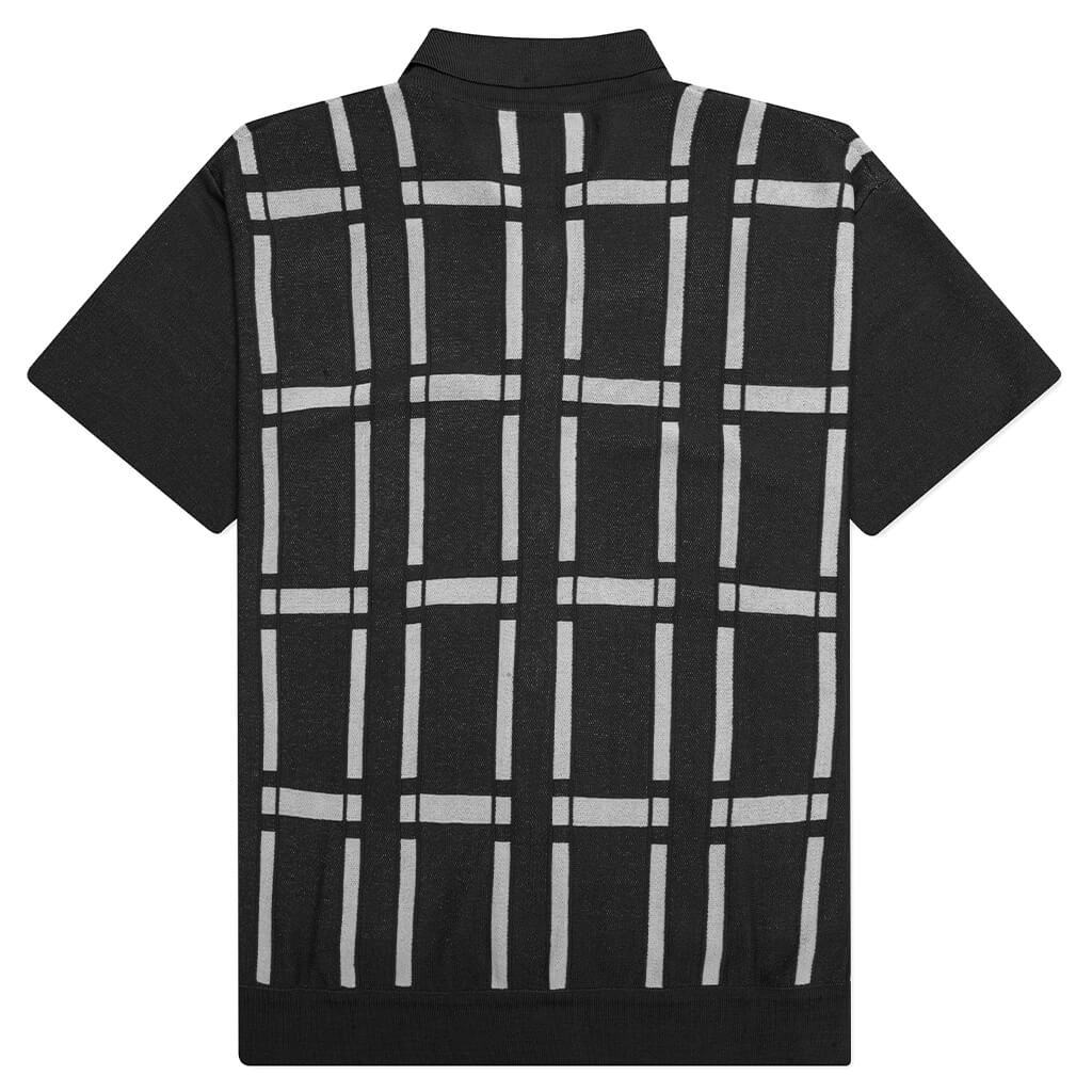 Awake Windowpane Short Sleeve Cardigan - Black/White
