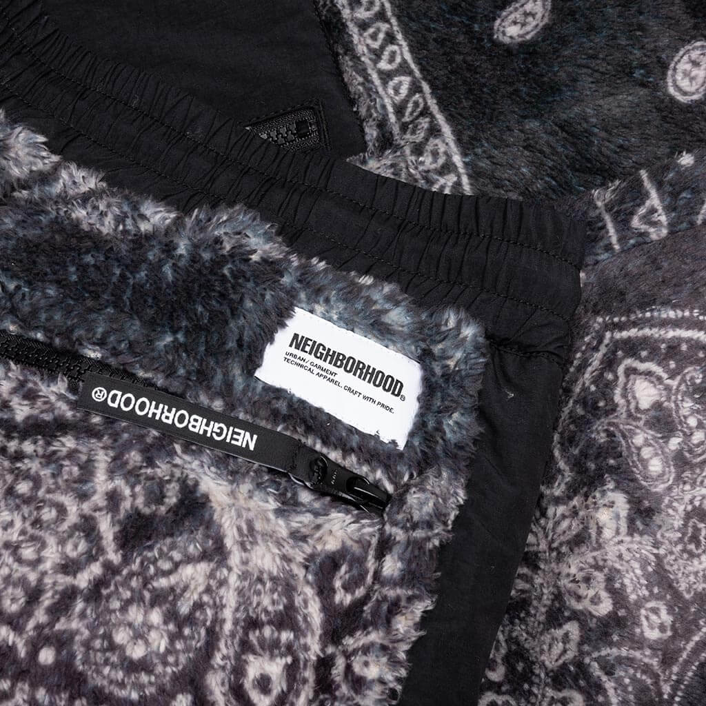 Bandana Pattern Fleece Pants - Black
