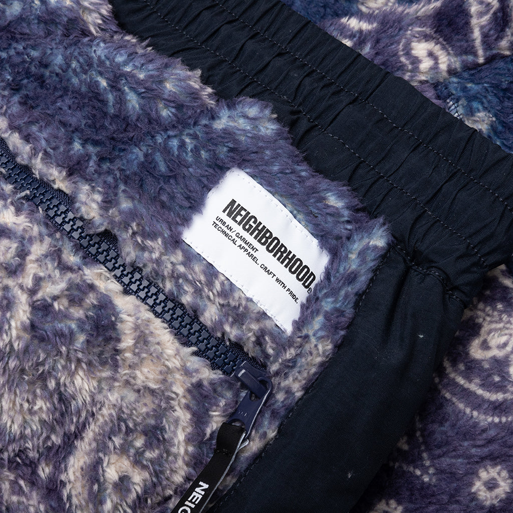 Bandana Pattern Fleece Pants - Navy