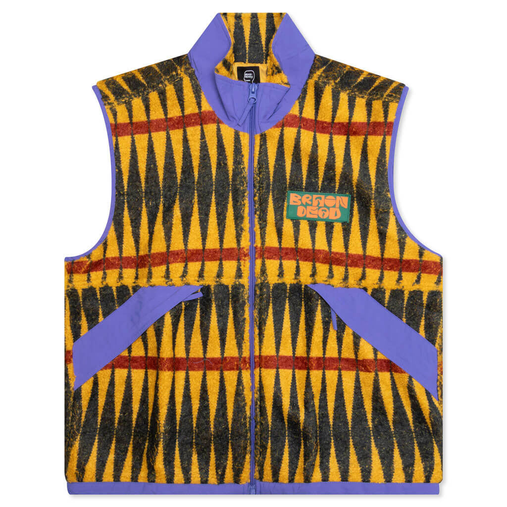 Configuration Printed Sherpa Vest - Mustard/Multi