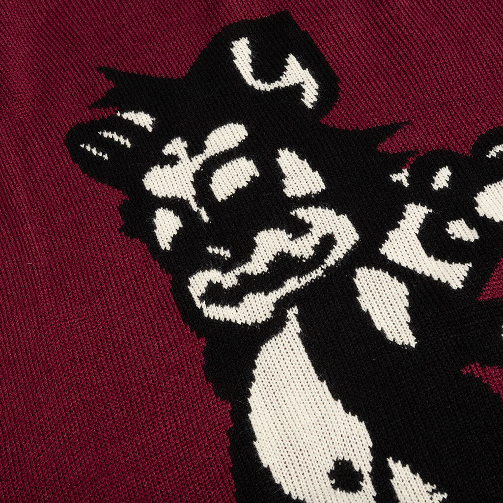 Meow Knit Sweater - Raspberry