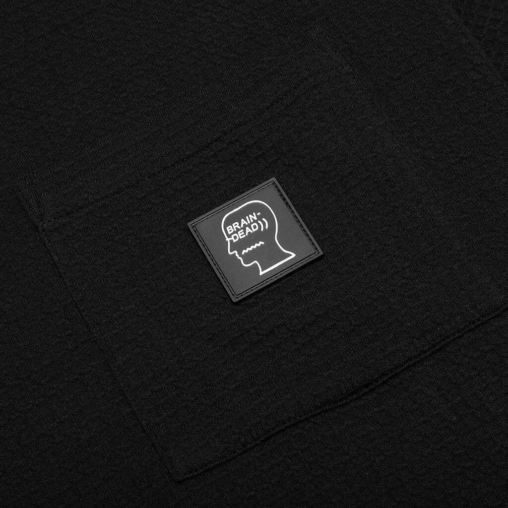 Mini Waffle Mock Neck T-Shirt - Washed Black