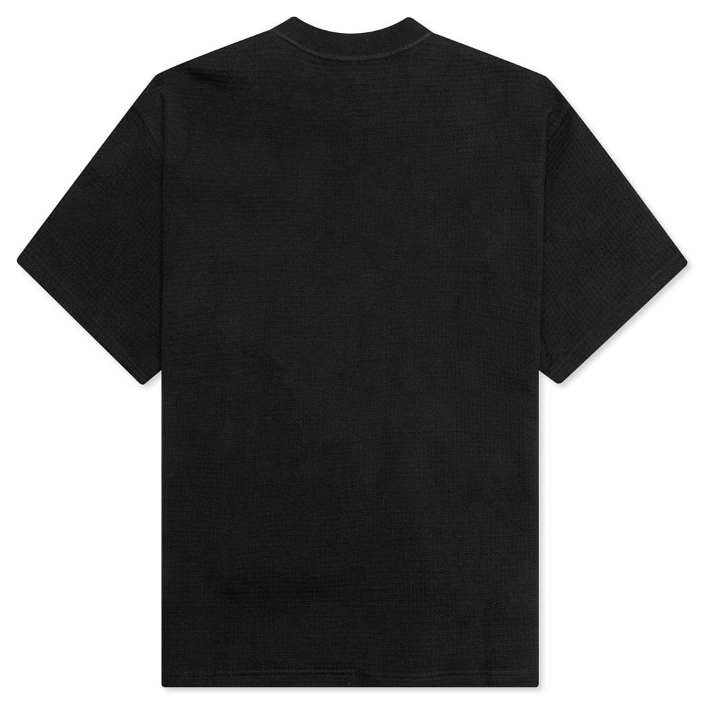 Mini Waffle Mock Neck T-Shirt - Washed Black