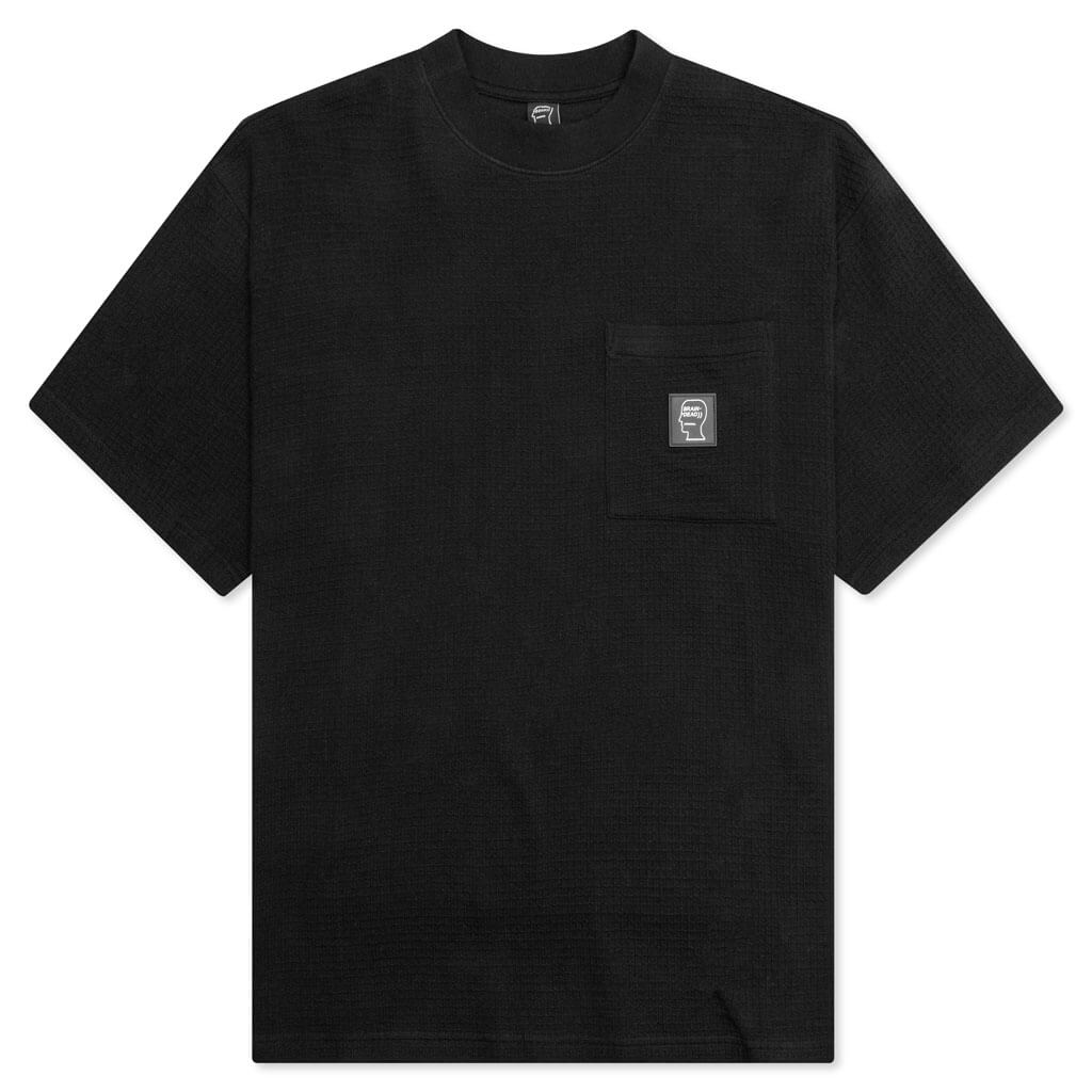 Mini Waffle Mock Neck T-Shirt - Washed Black
