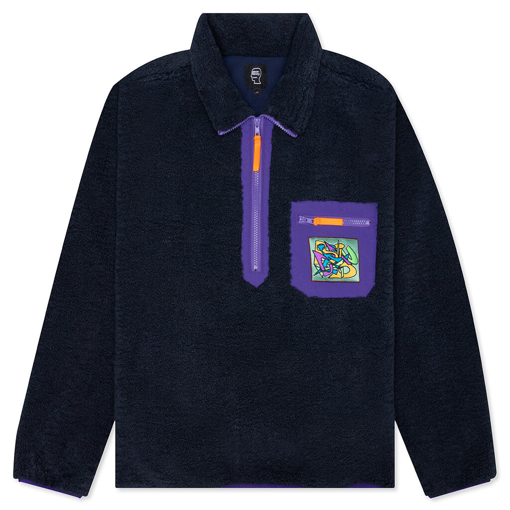 Teddy Sherpa Half Zip Jacket - Navy