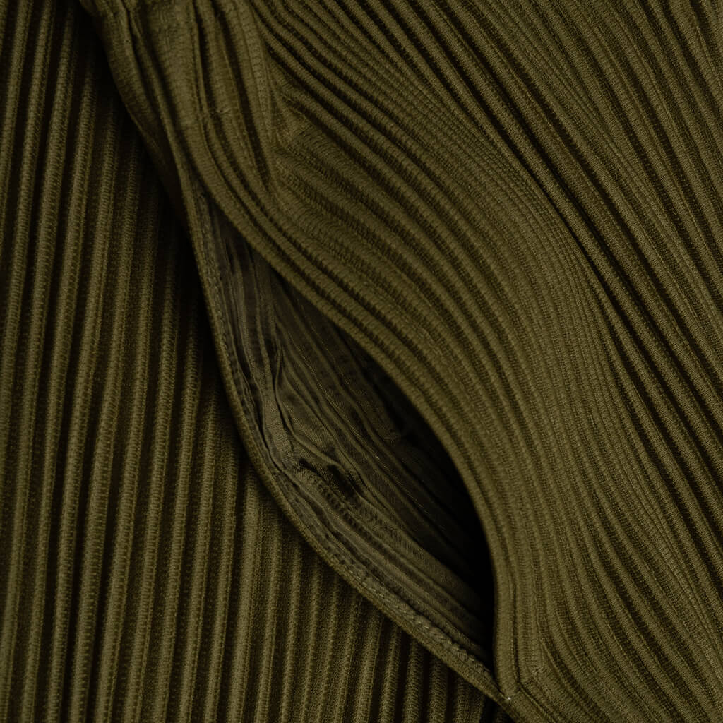 Color Pleats Pants - Olive Khaki