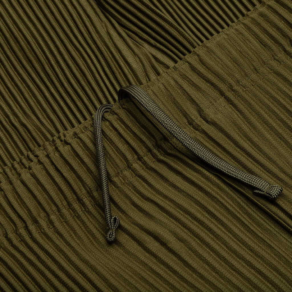 Color Pleats Pants - Olive Khaki