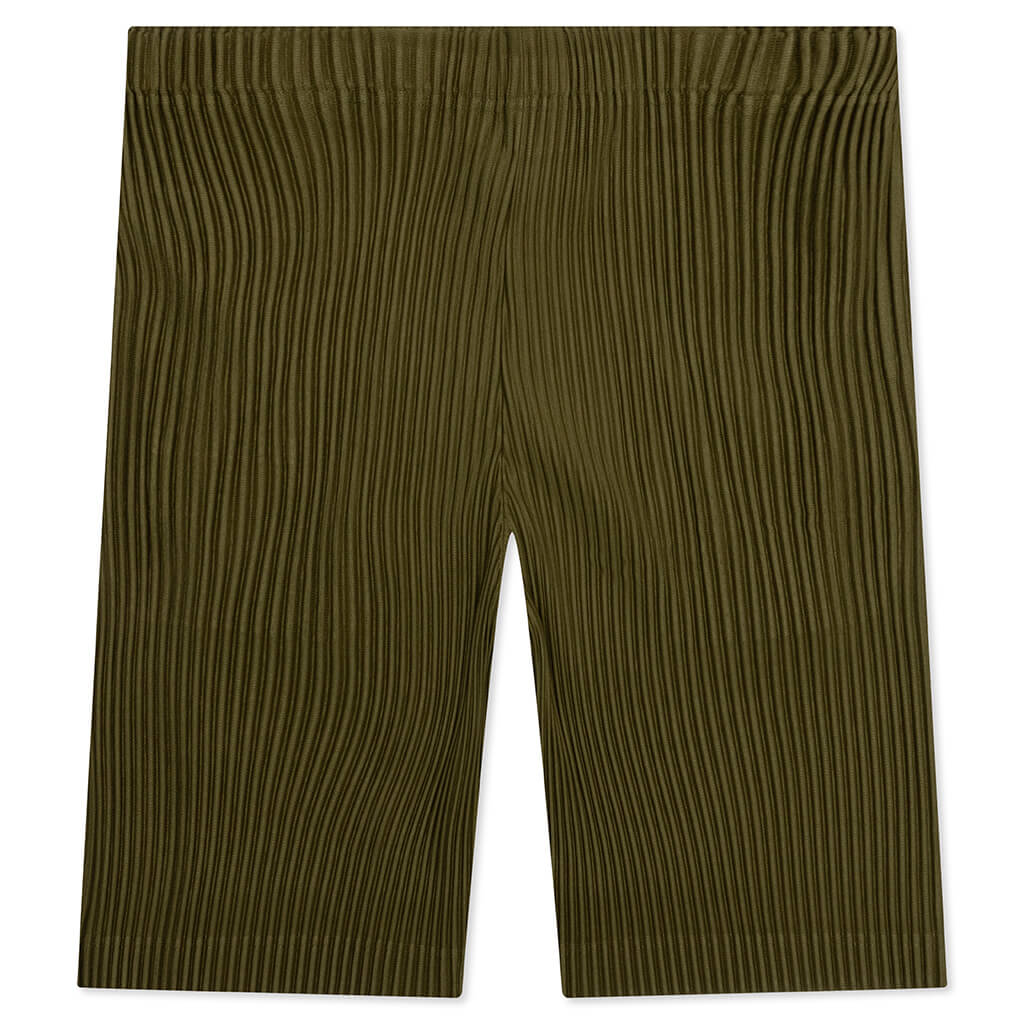 Color Pleats Shorts - Olive Khaki