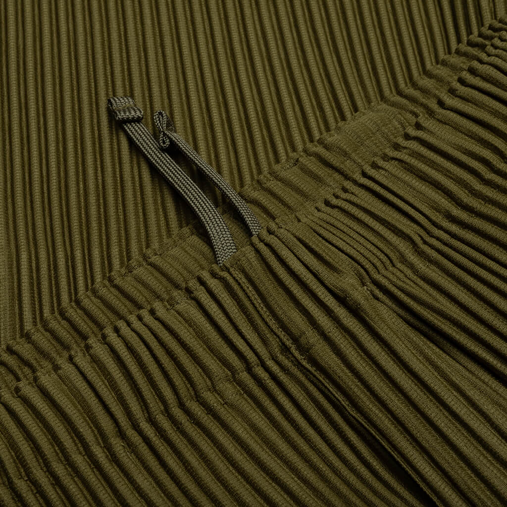 Color Pleats Shorts - Olive Khaki