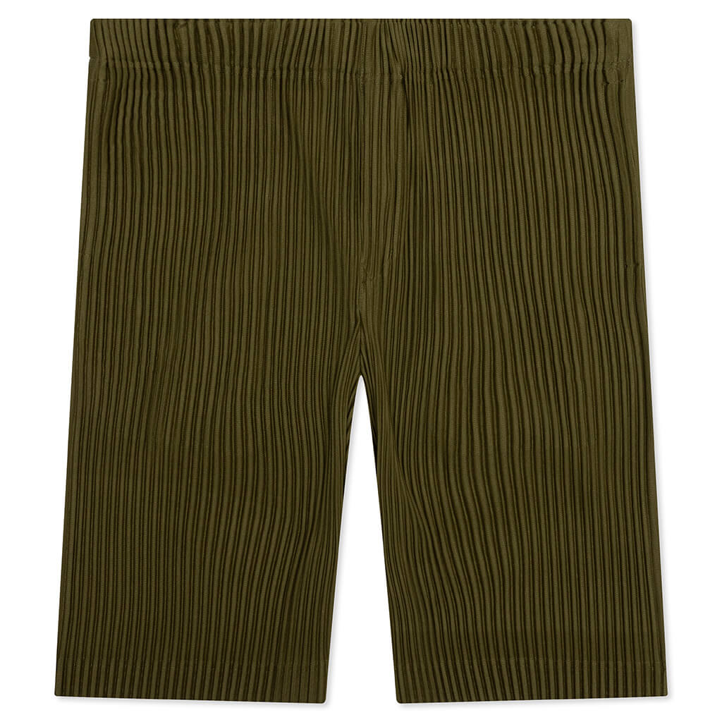Color Pleats Shorts - Olive Khaki
