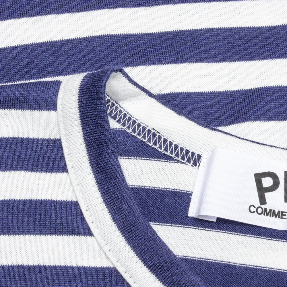 Green Emblem Striped L/S T-Shirt - Navy/White