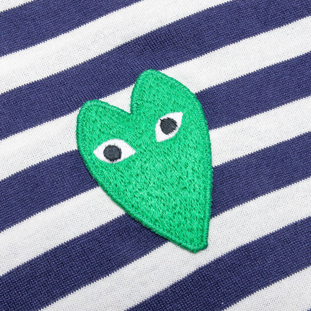 Green Emblem Striped L/S T-Shirt - Navy/White