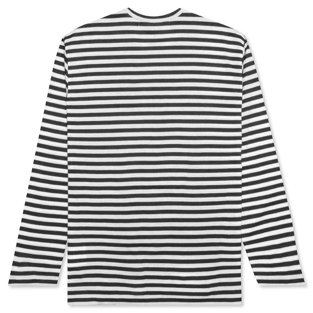 Striped Big Heart L/S T-Shirt - Black/White