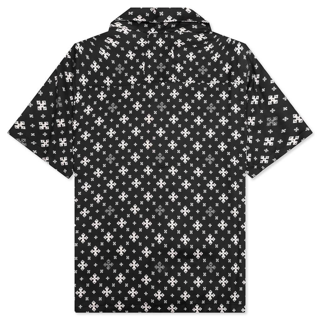 Cross Bandana Rayon Shirt - Black/White