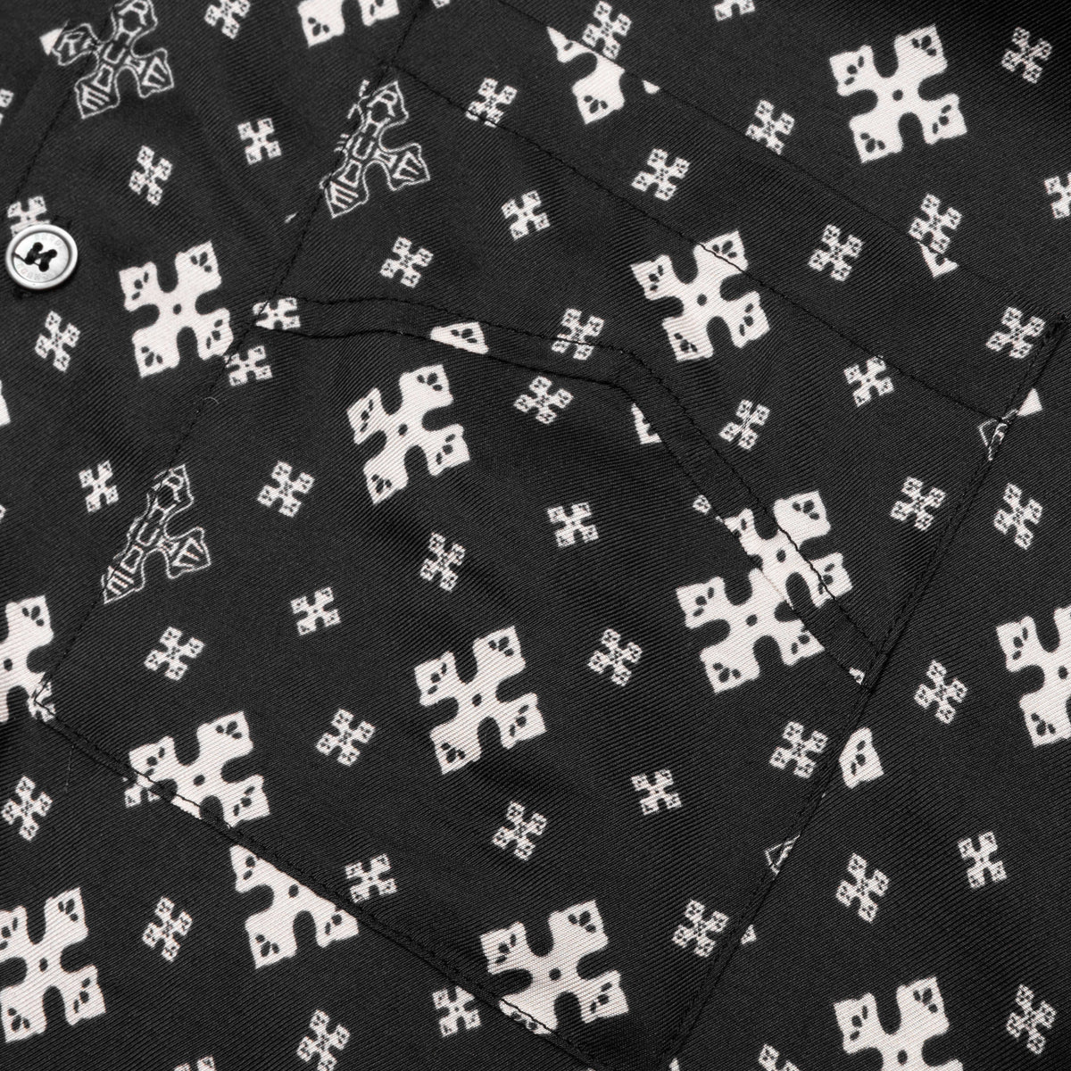 Cross Bandana Rayon Shirt - Black/White