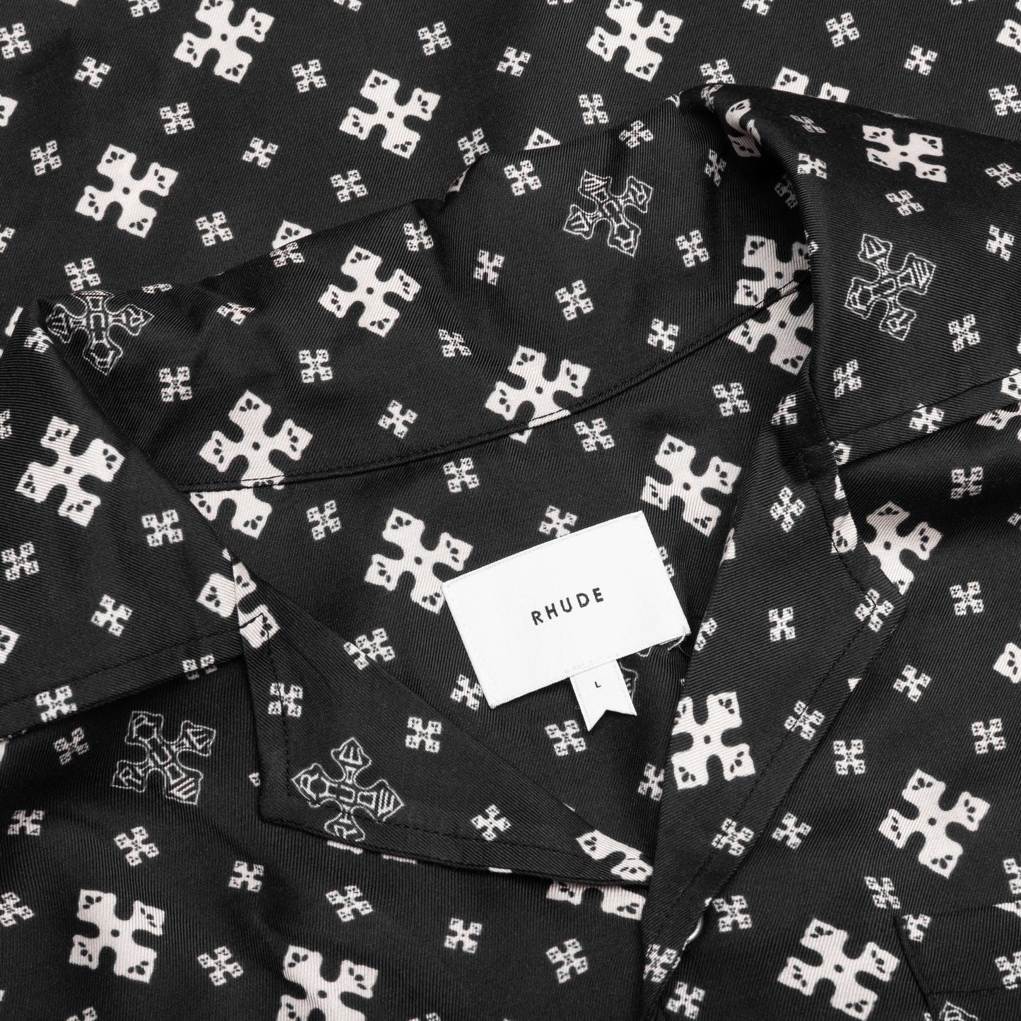 Cross Bandana Rayon Shirt - Black/White