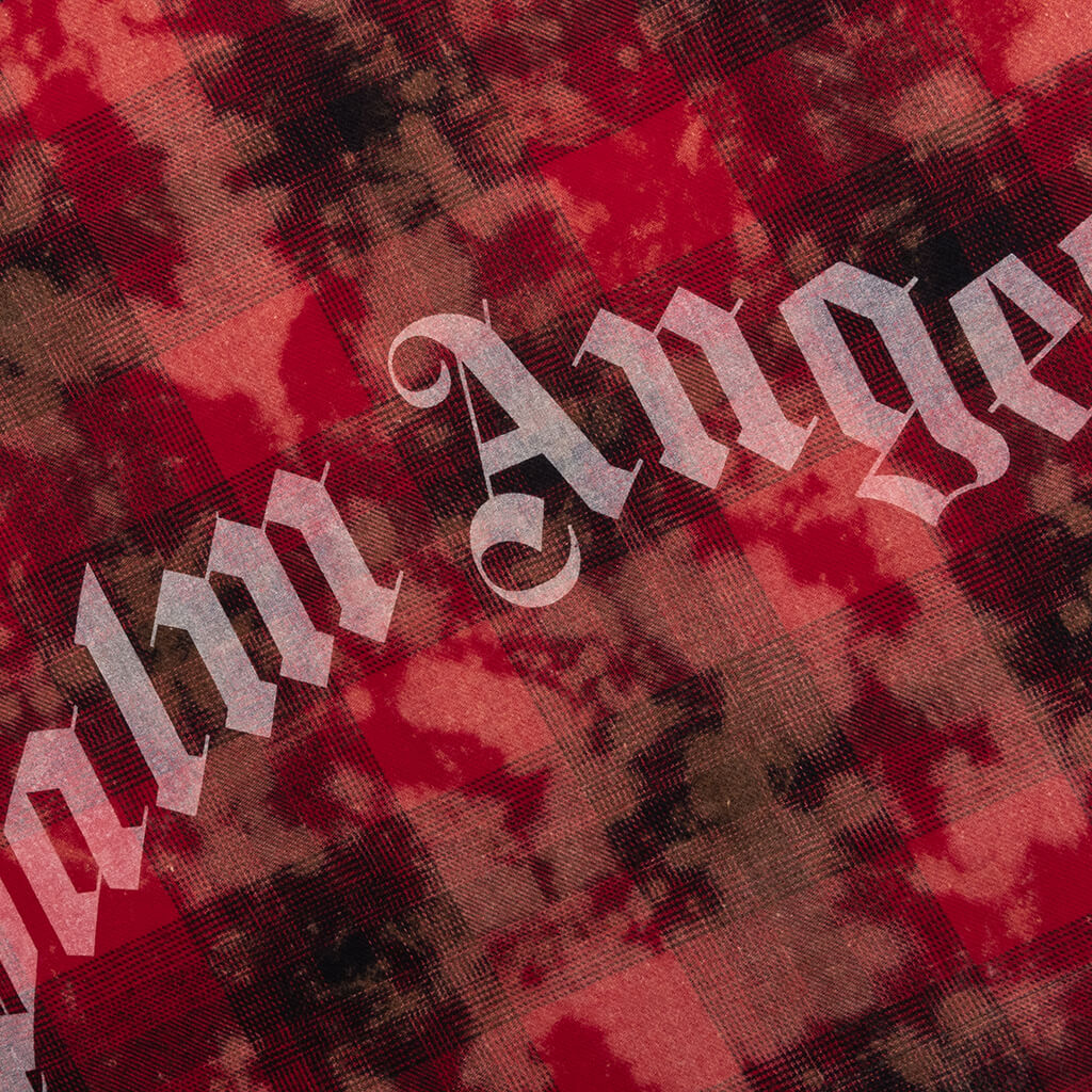 Curved Logo Check Shirt L/S - Red/Off-White