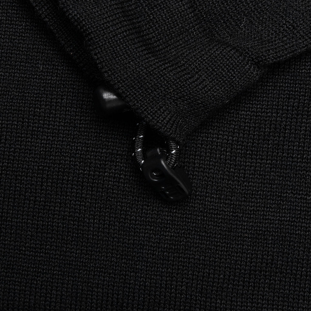 Drawstring Knit Sweatshirt - Black