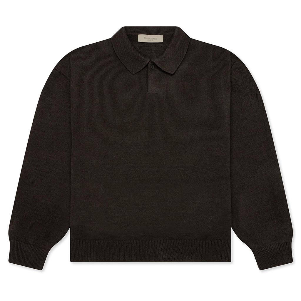 Knit L/S Polo - Off Black