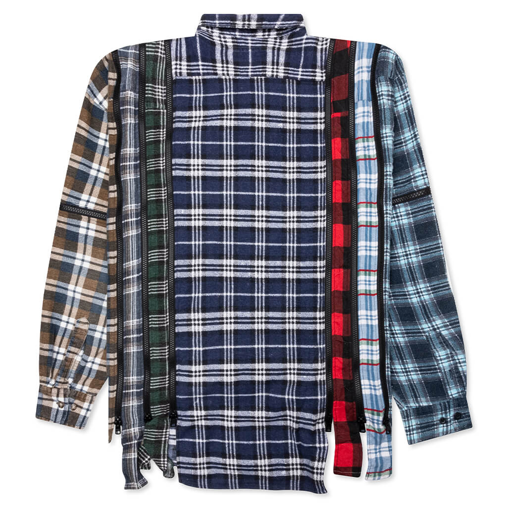 Flannel Shirt 7 Cuts Zipped Wide Shirt - Assorted